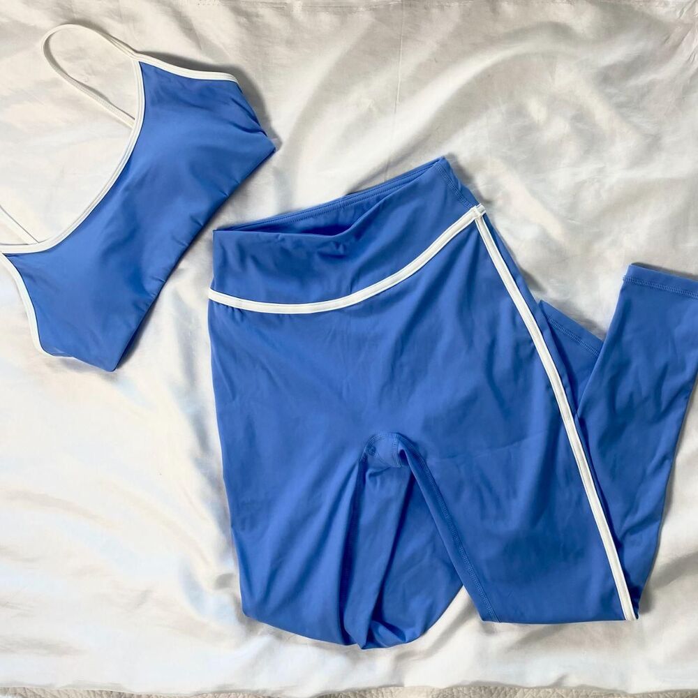 NWOT Amazon Baby Blue Seamless Sexy Matching Workout Set S - Picture 5 of 8